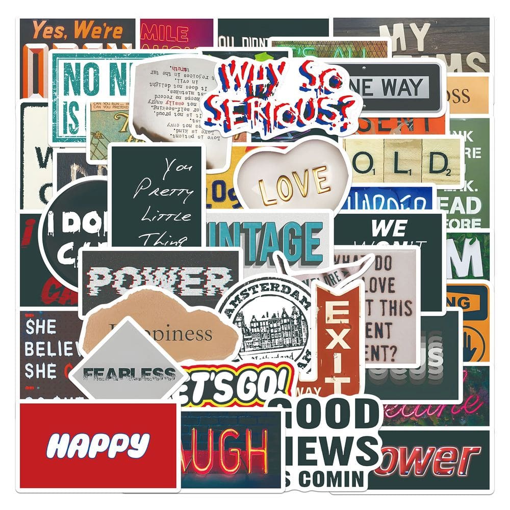 Pacote de adesivos Vintage Quote, 52 unidades de decalques retrô Word Art