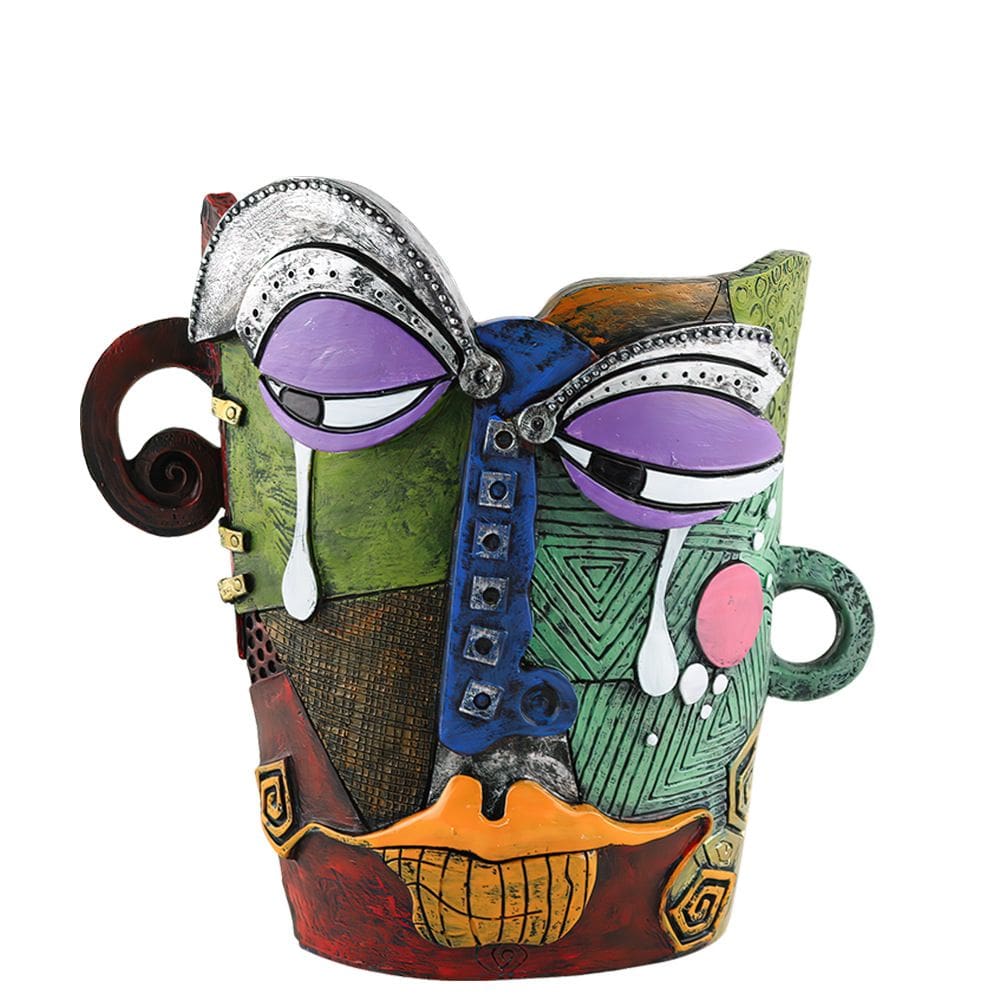 Resina de vaso de flores abstrata estilo Picasso, rosto colorido 670g