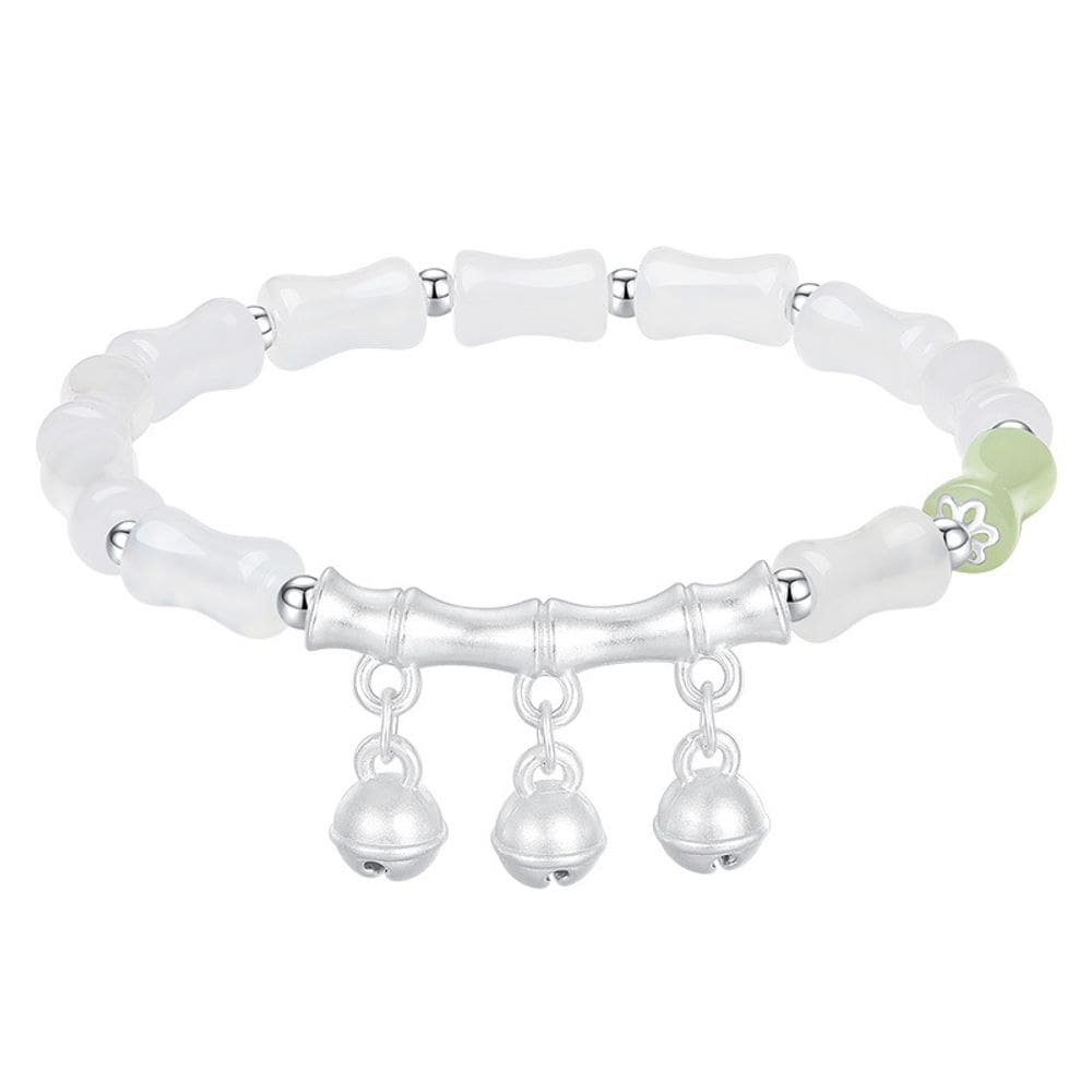 Pulseira 999 Silver Bamboo para mulheres com nefrite natural