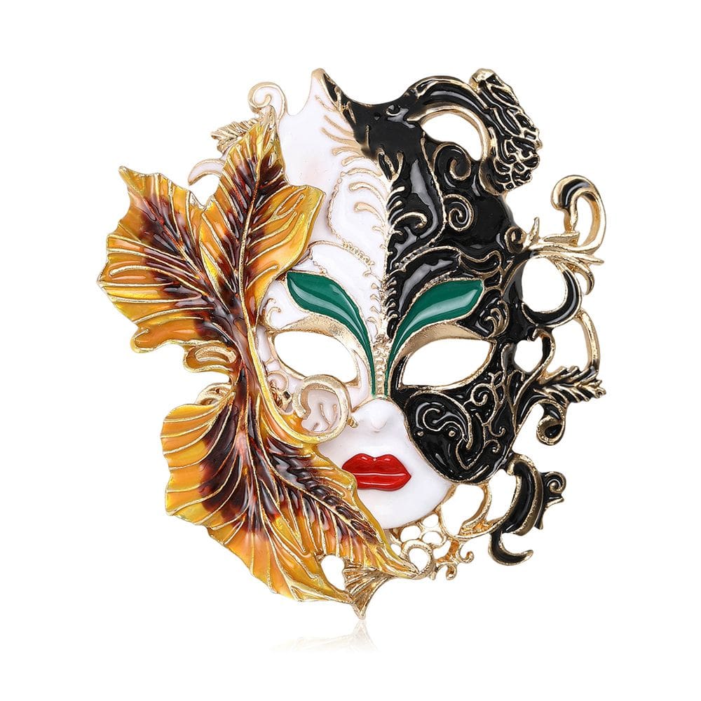 Brooch Pin Venetian Carnival Mask Alloy Enamel Lapel