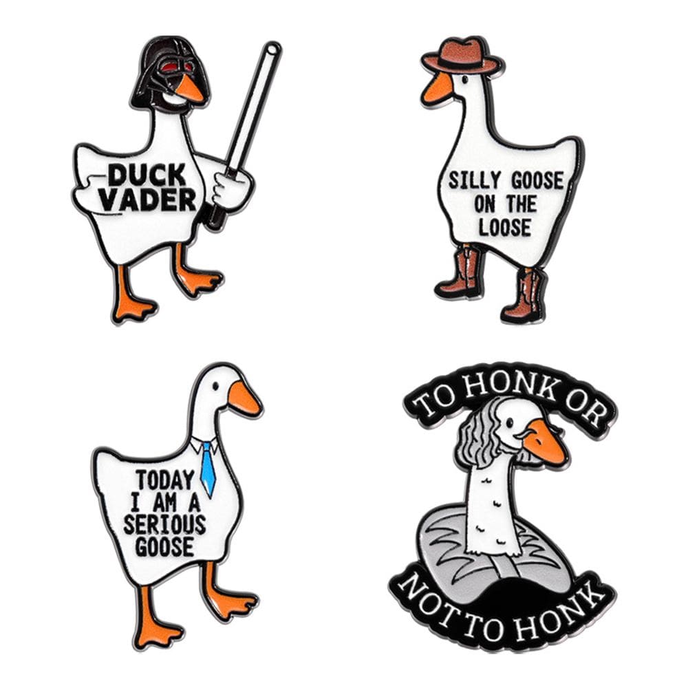 Conjunto de broches Funny Goose Cartoon Silly Goose Enamel