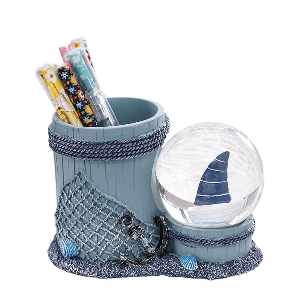 Porta-canetas Creative Resin com Crystal Ball Light Nautical