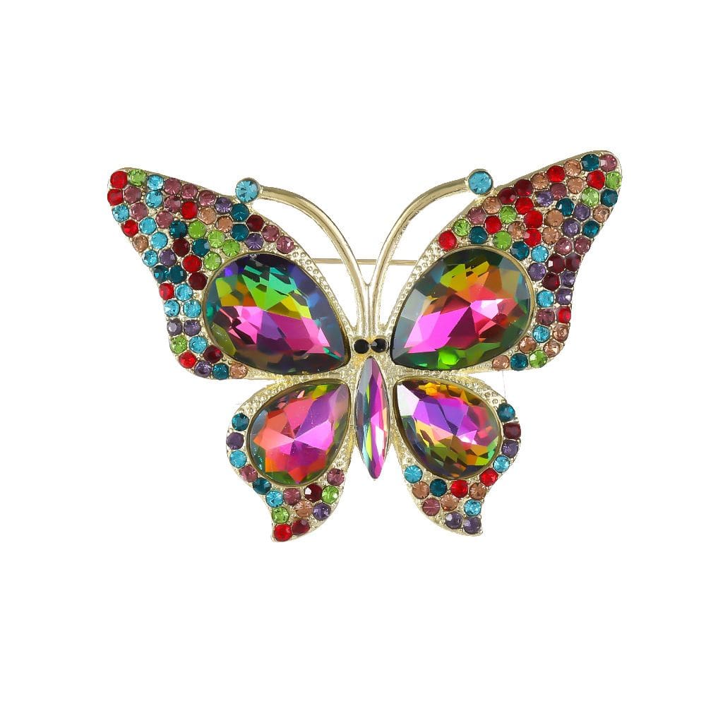 Alfinetes de broche: borboleta colorida com strass multicoloridos