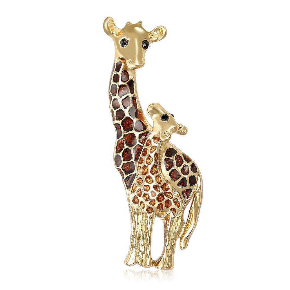 Brooch Pin, elegante blusa de animais com esmalte de girafa para mulheres