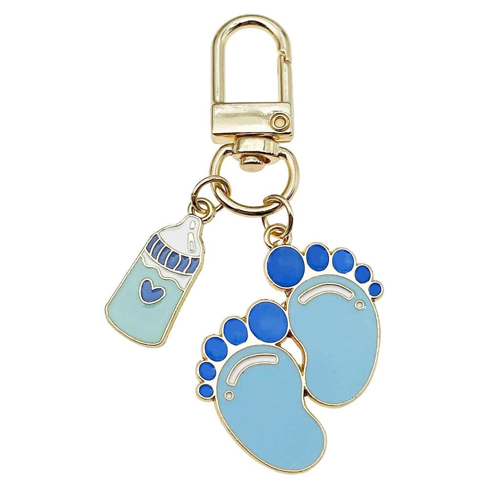 Chaveiro: mamadeira azul e liga de zinco esmaltada