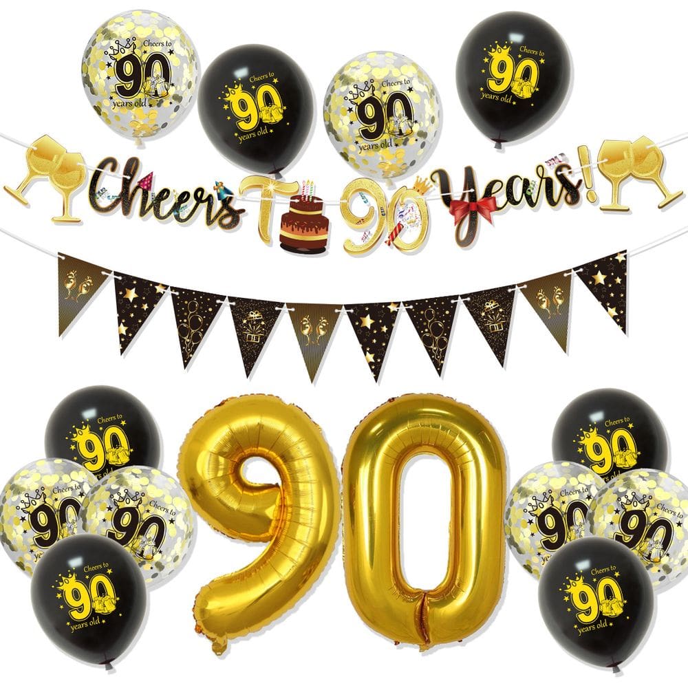 Conjunto de decorações de festa de aniversário de 90 anos, 12 unidades