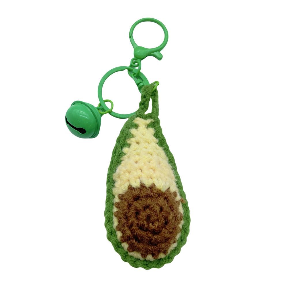 Chaveiro feito à mão em crochê e abacate em pelúcia de 9,5 cm