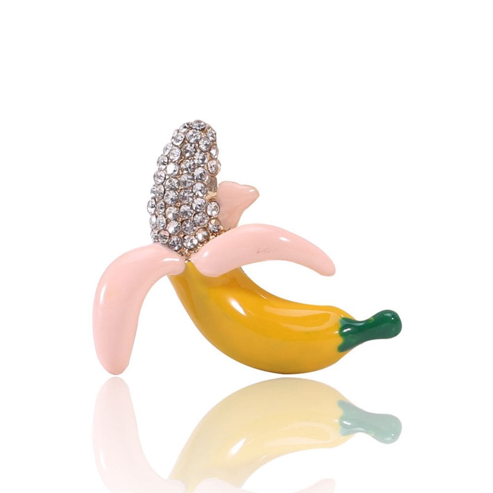 Alfinetes de broche de banana com design de strass para roupas