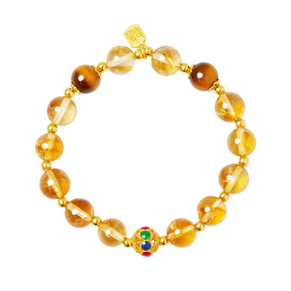 Pulseira de cristal elegante para mulheres com olho de tigre e cavidade