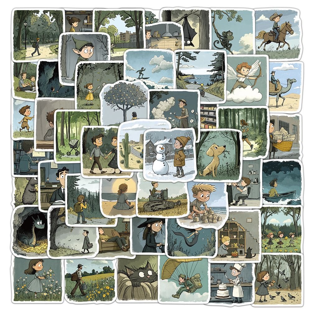 Pacote de adesivos Fantasy Cartoon Vintage Storybook Style 50 unidades