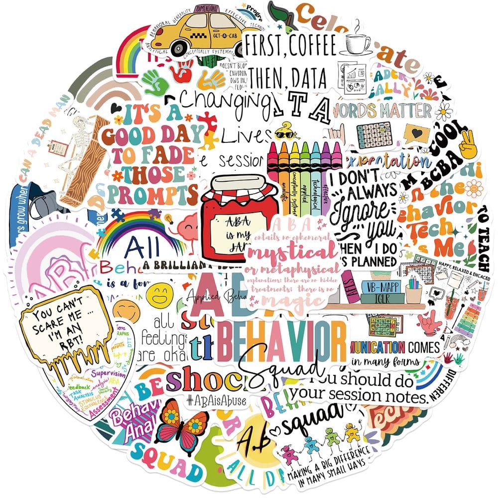 Pacote de adesivos ABA Applied Behavior Analysis, 50 unidades