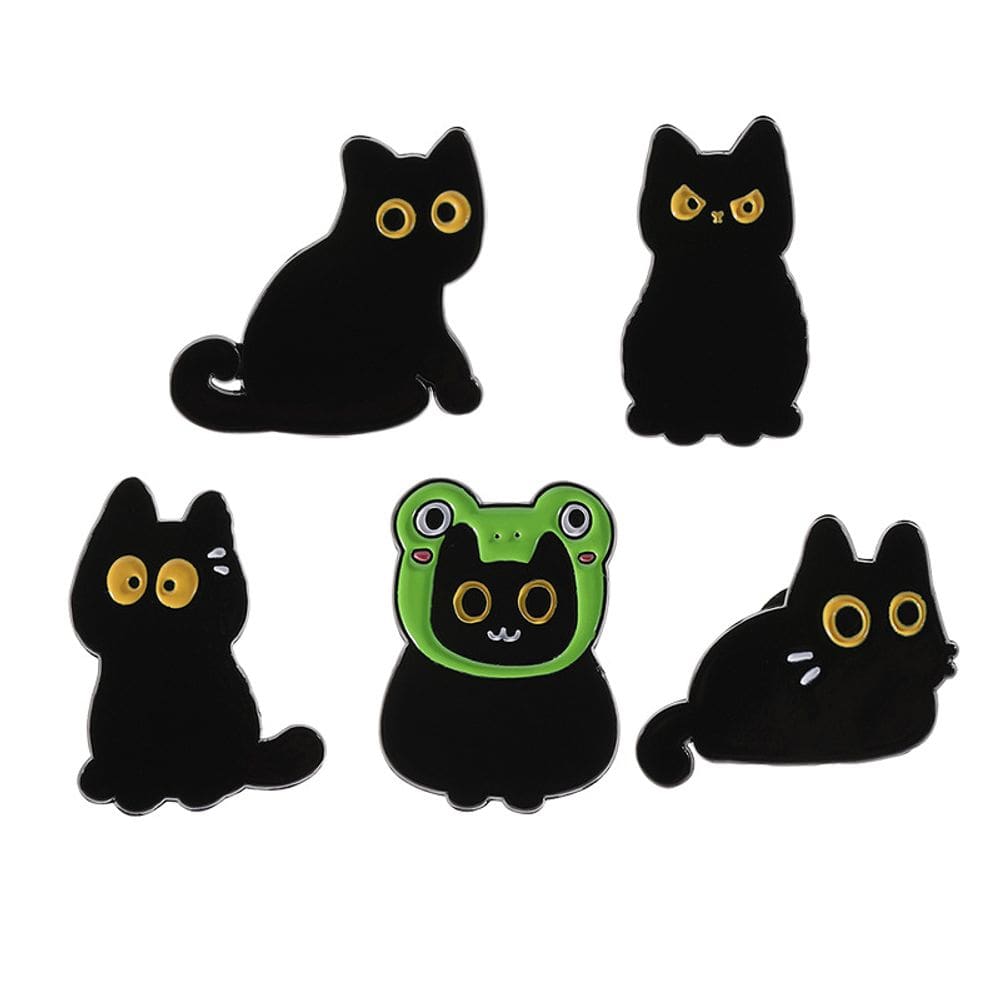 Conjunto de broches Cartoon Black Cat Creative Kitty Lapel Pin