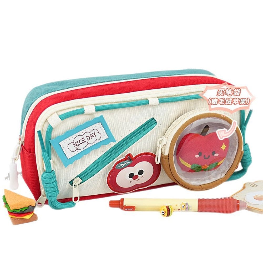 Estojo de lápis Cute Cartoon Food Design Hamburger and Fruits