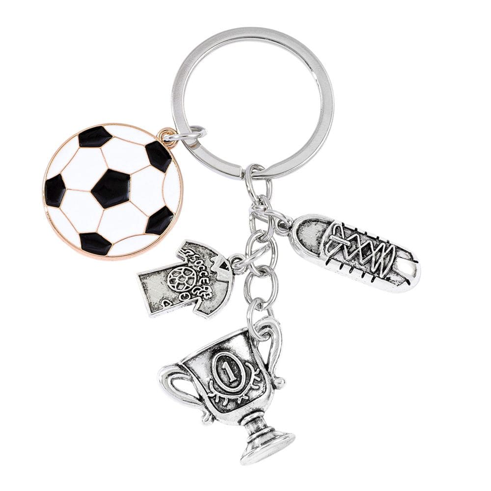 Chaveiro de futebol com tema de futebol, sapato e pingentes
