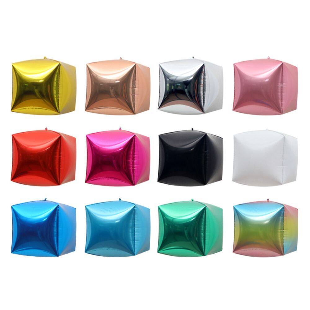 Balões metálicos 4D quadrados 45x45cm 12 unidades de cores metálicas