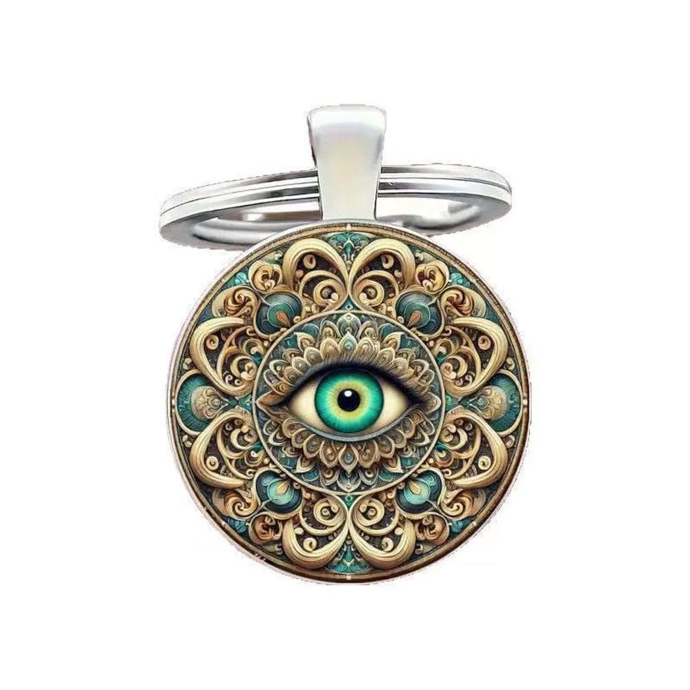 Chaveiro Evil Eye Mystical Metal Chaveiro com design de mandala