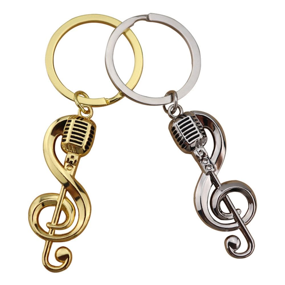 Conjunto de chaveiros Creative Music Note e Microfone Metal