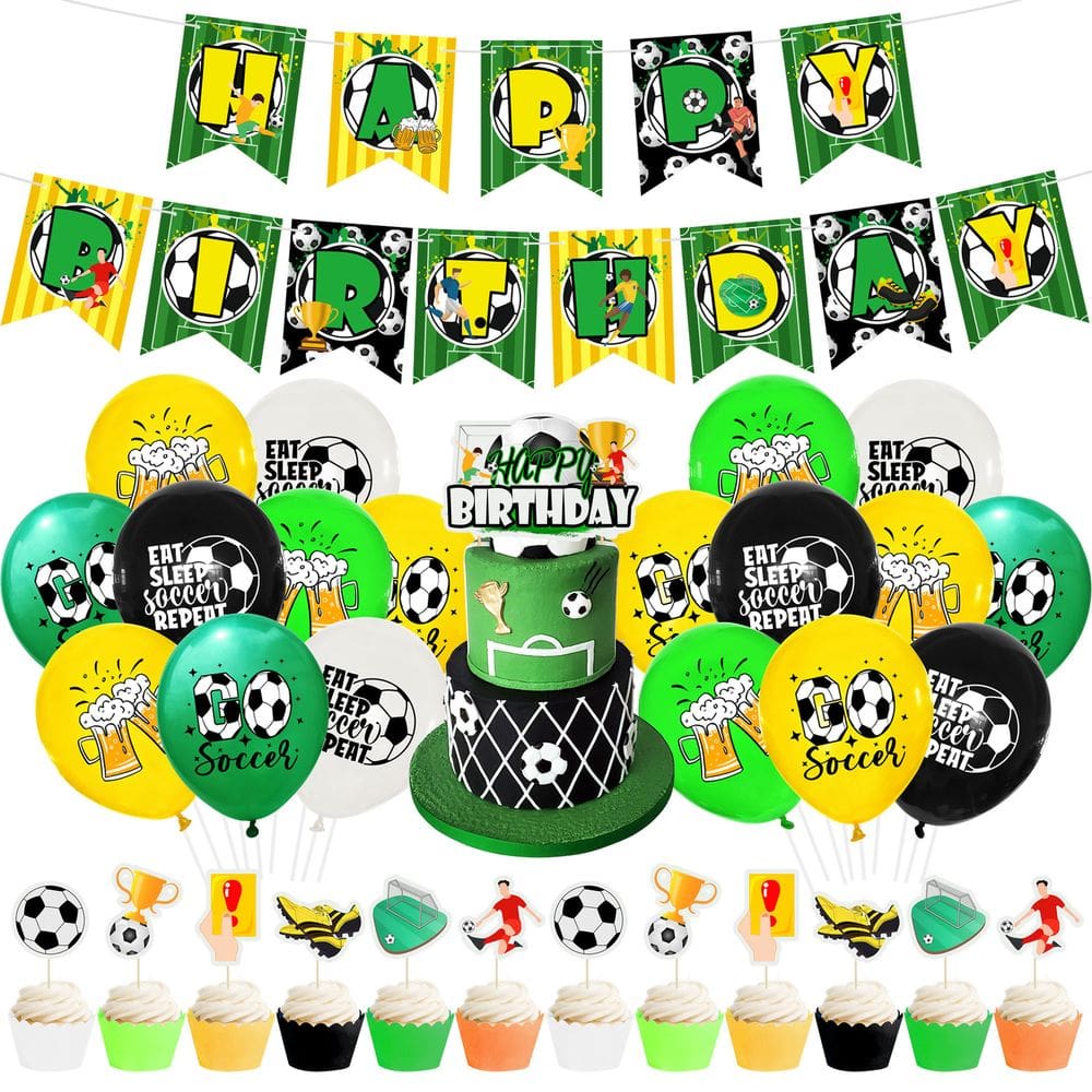 Conjunto de decorações de festa com tema de futebol, aniversário, 18 unidades