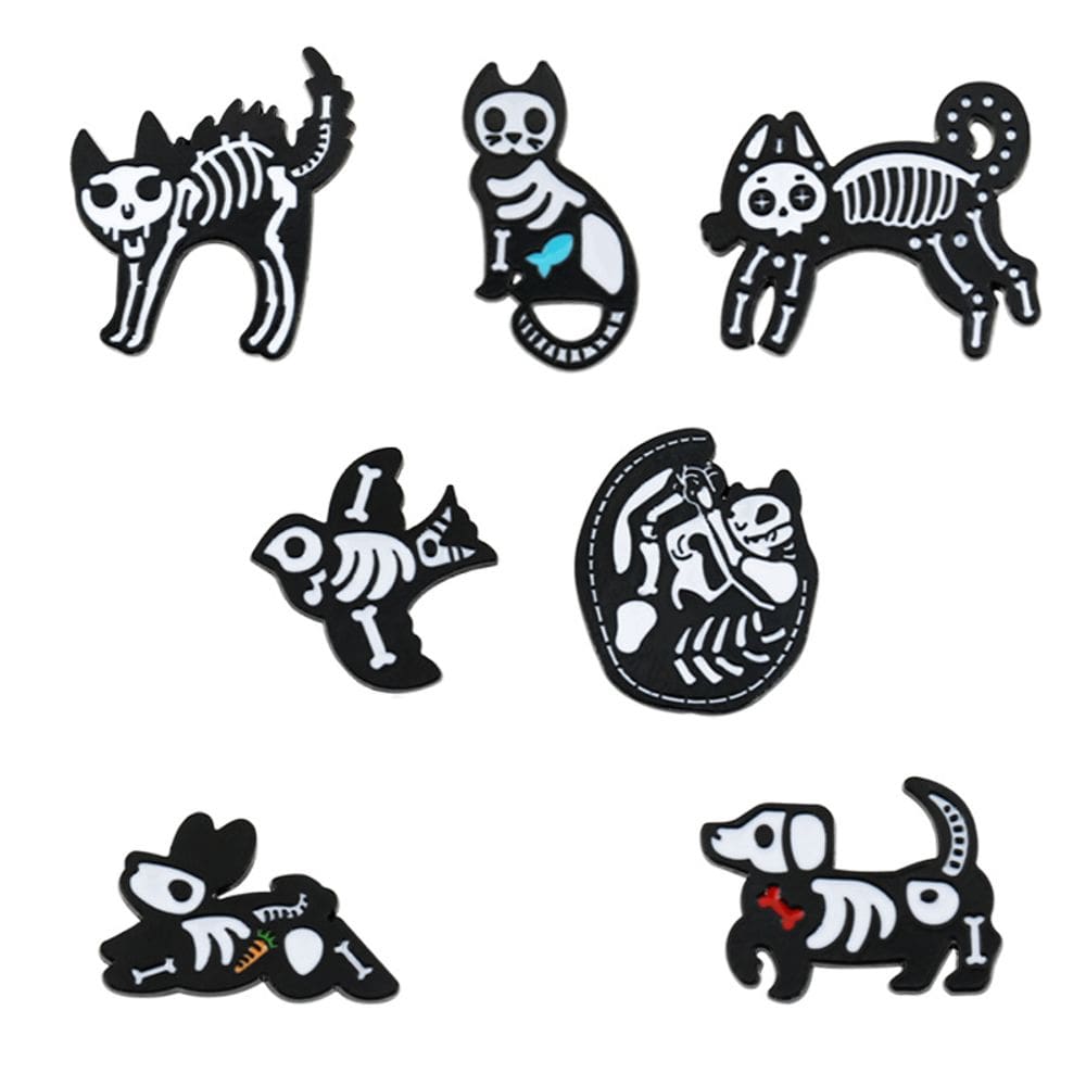 Alfinetes de broche, conjunto de crachás, alfinete de lapela criativo Animal Skeleton