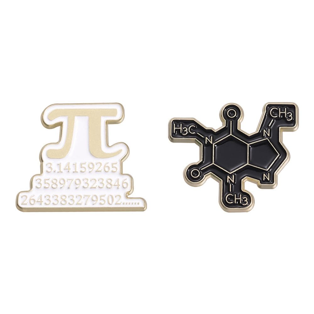 Alfinetes de broche Matemática e Química Pi Symbol Molecule Alloy