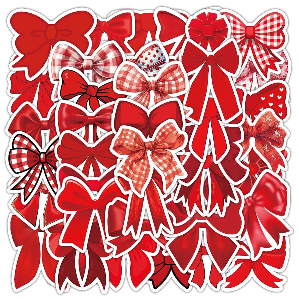 Pacote de adesivos Red Bow, 50 unidades, decalques de vinil à prova d`água