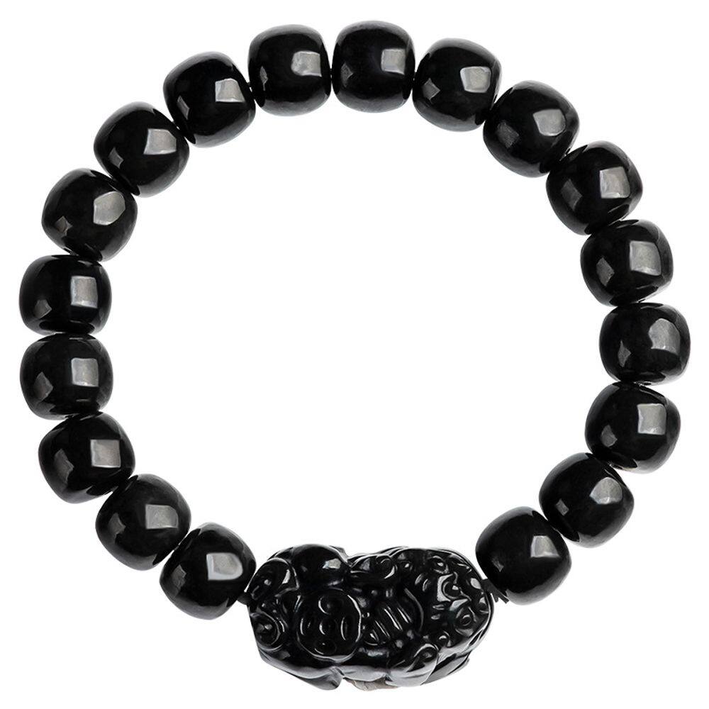 Pulseira Natural Dark Jade Pixius 10mm Bead para homens e mulheres