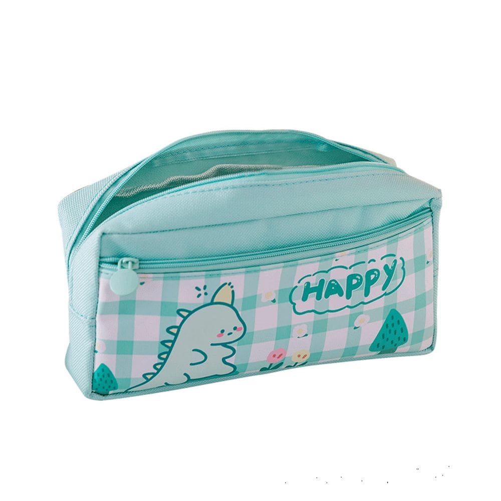 Estojo de lápis Cute Dinosaur, papel de carta de lona de grande capacidade
