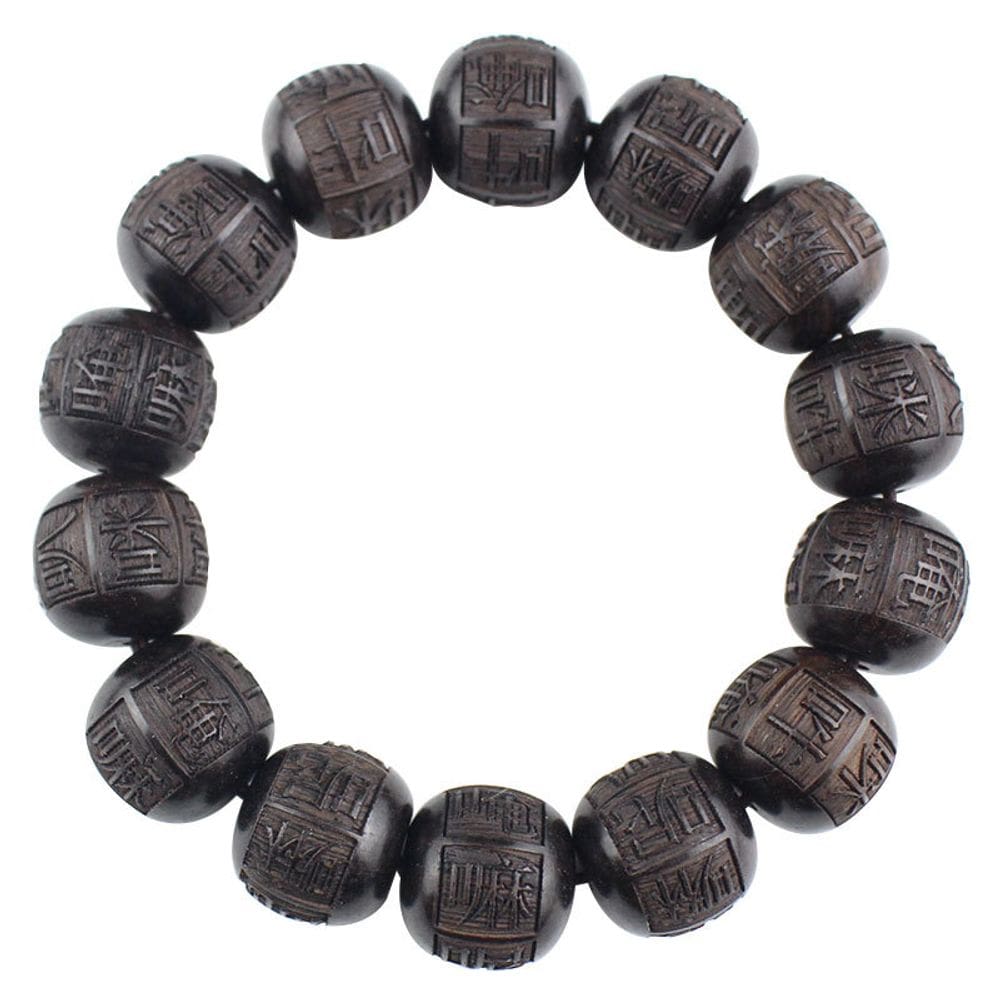 Pulseira Ebony Dalbergia Nigra Esculpida 14x15mm para homens