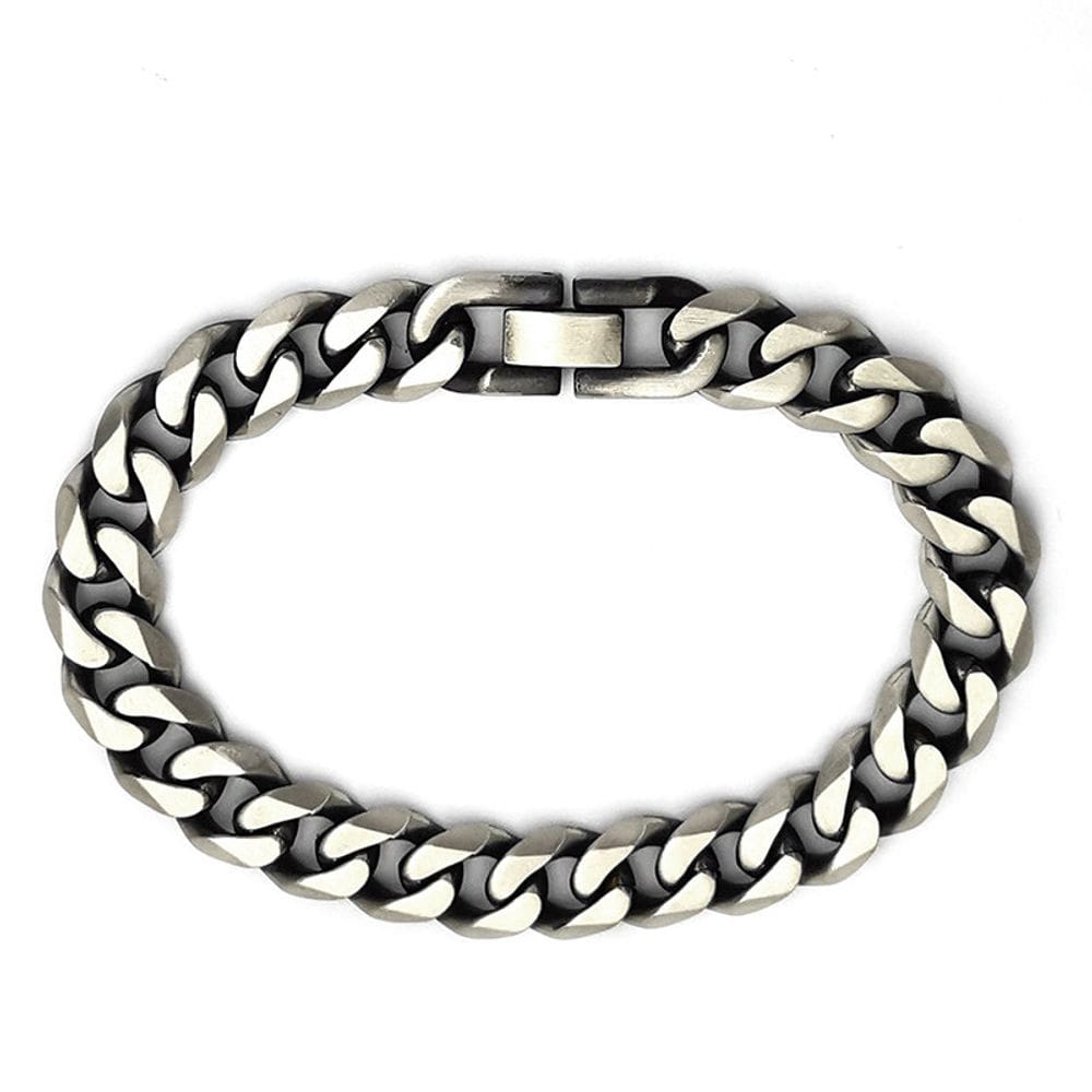 Pulseira de aço inoxidável Cuban Link para homens de 19 cm