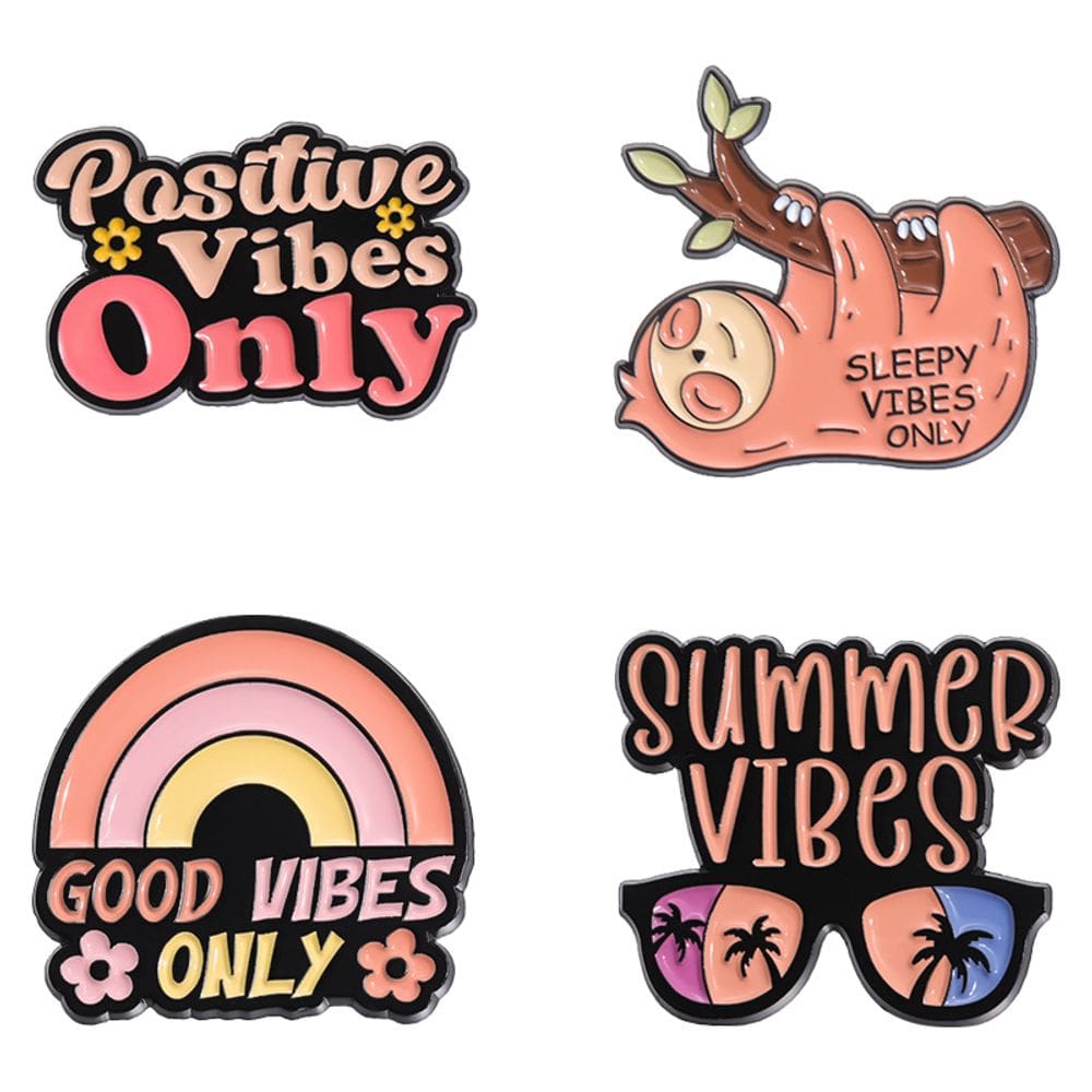 Conjunto de broches coloridos com aspas positivas em liga de 19 g