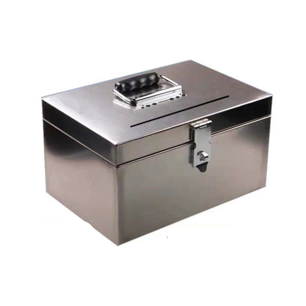 Caixa segura de dinheiro em aço inoxidável grande com fechadura 18x11x12cm