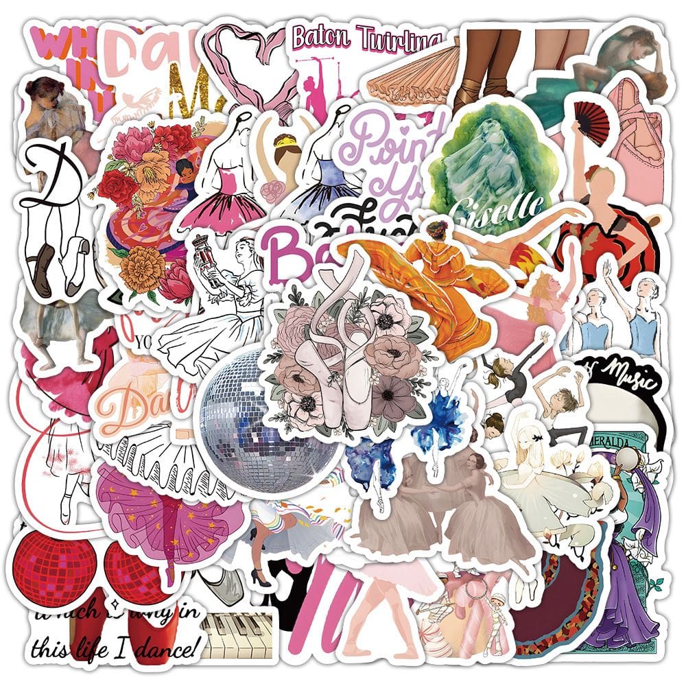 Pacote de adesivos Ballet Dance, 100 unidades de adesivos estéticos de vinil