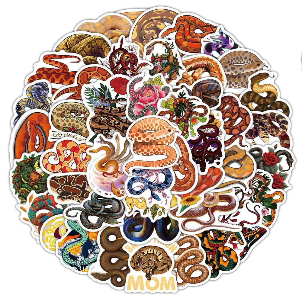 Pacote de adesivos de vinil impermeável, decalques para animais, 60 unidades de cobra
