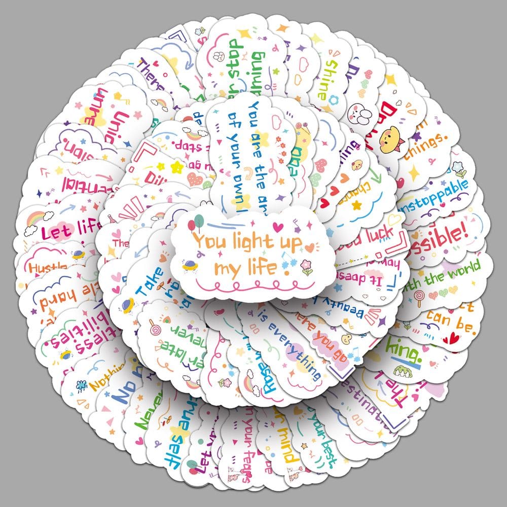 Adesivos motivacionais para citações, 100 unidades, impermeáveis e duráveis