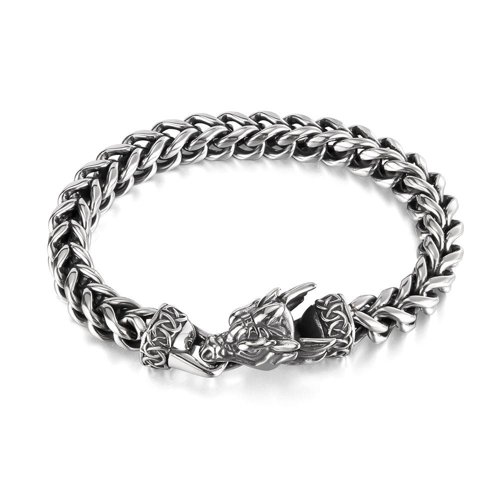 Pulseira masculina de aço inoxidável Dragon Head Retro Punk Titan