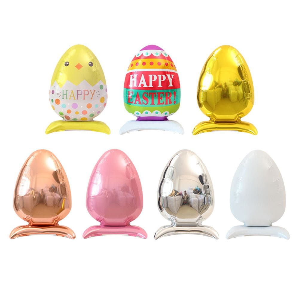 Conjunto de balões de alumínio 4D de Páscoa, 7 peças de garota de desenho animado e ovo de páscoa