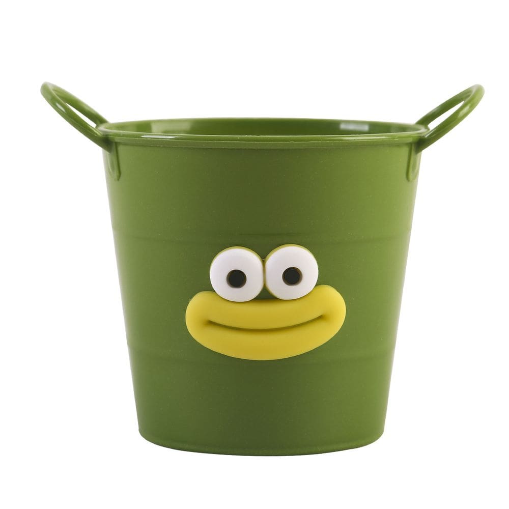 Porta-canetas Funny Cartoon Bucket Style Plastic Green 9x11cm