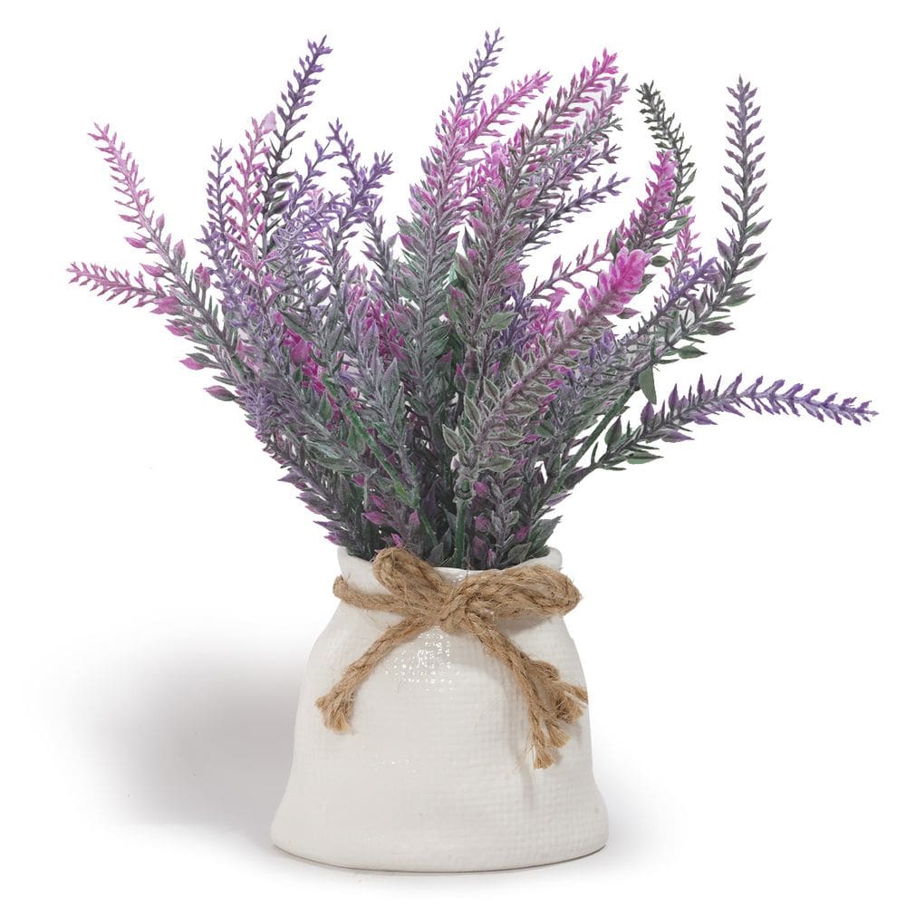 Vaso de resina de lavanda com laço de corda decorativo 260g 13x21x10,5 cm