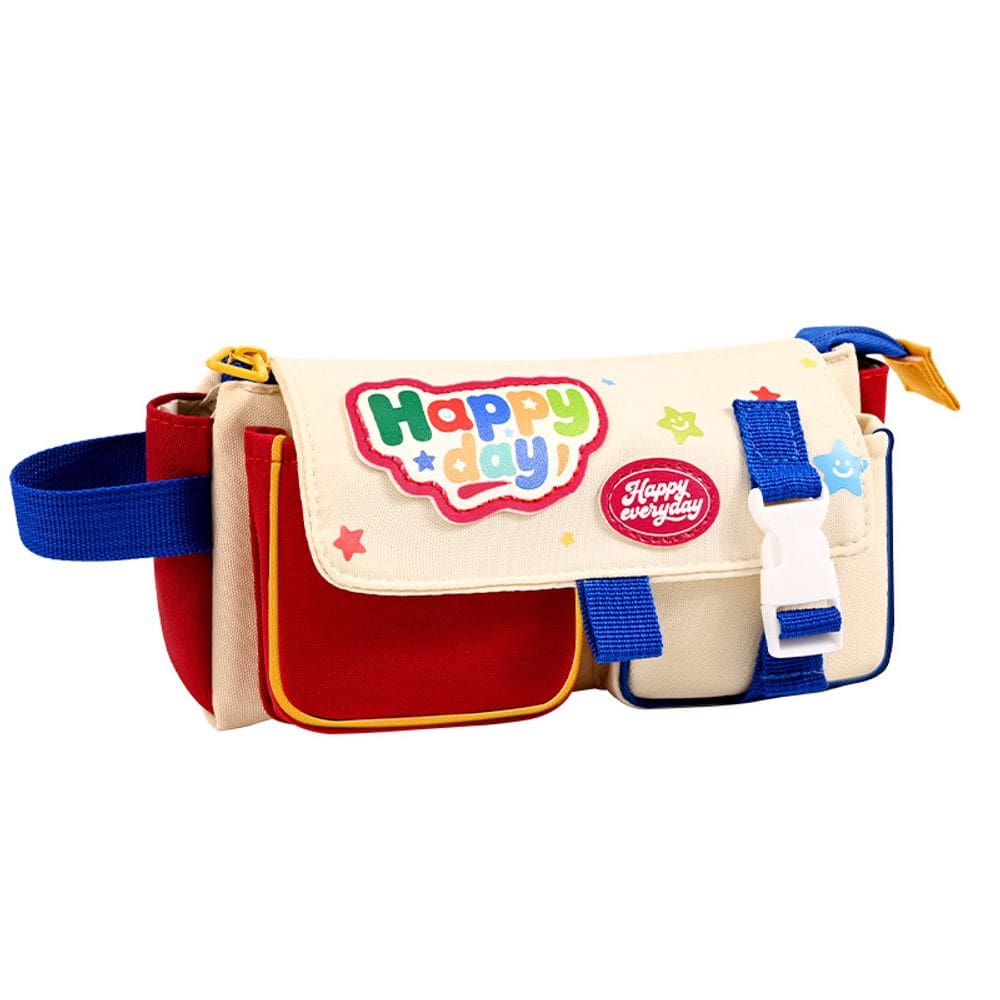 Estojo de lápis Vintage Color Block de tela de grande capacidade