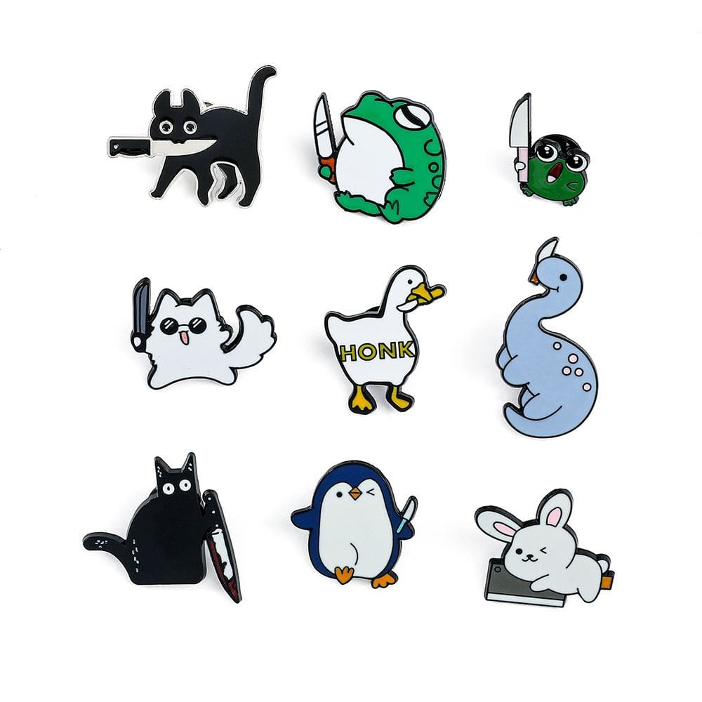 Conjunto de broches Funny Cartoon Animal Cat Dog Bunny Alloy
