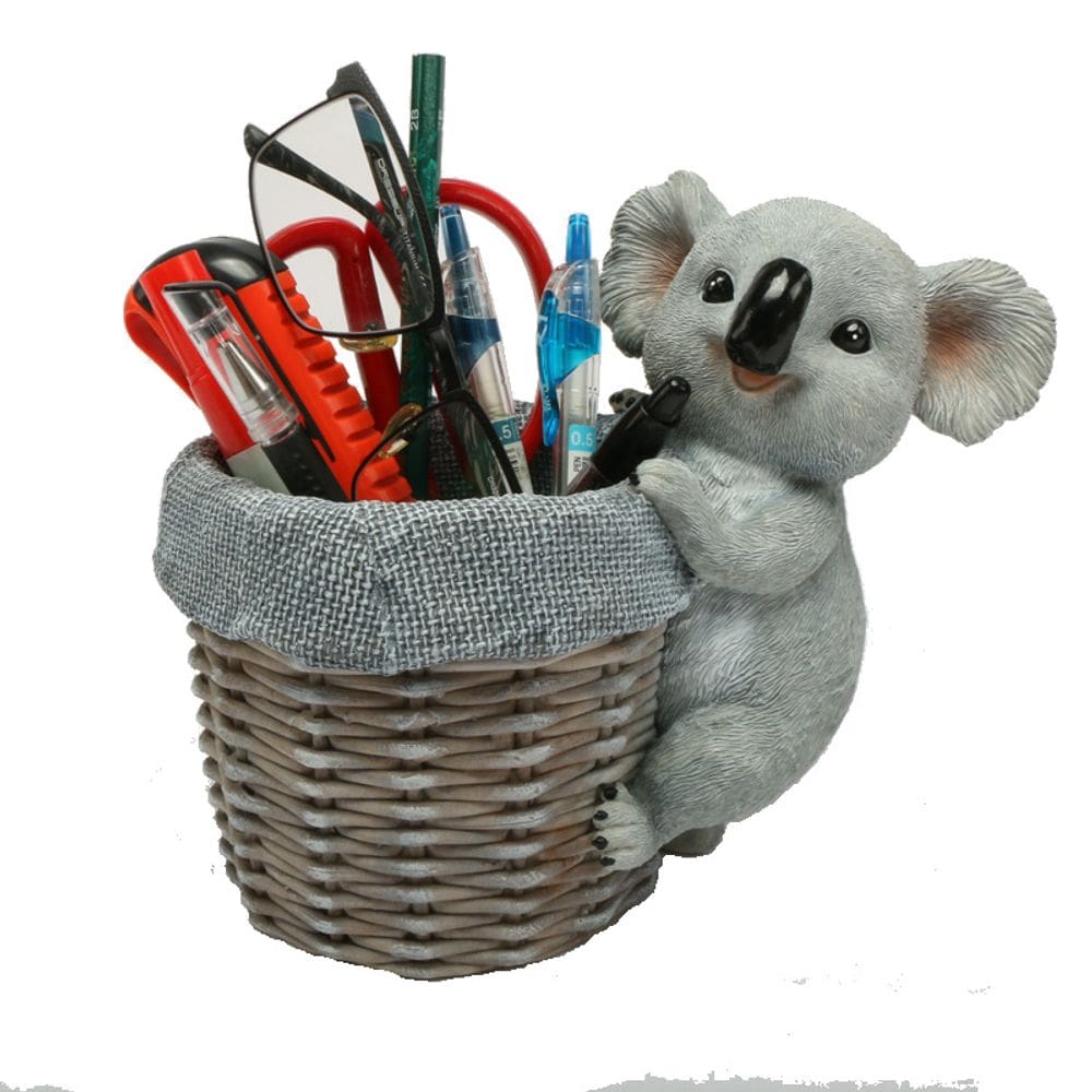 Porta-canetas e organizador de mesa de resina fofo com design de coala