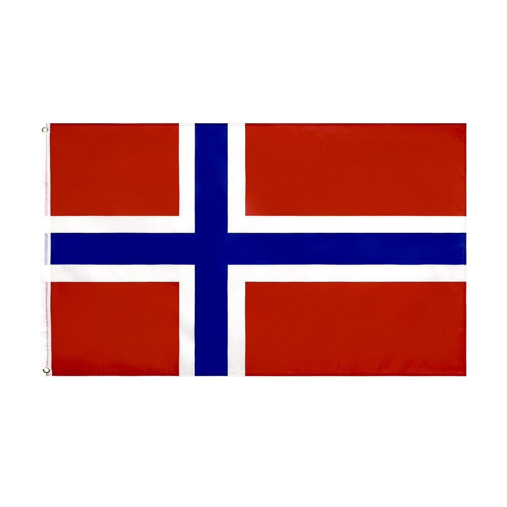 Bandeira da Noruega Poliéster 150x90cm - Vermelho vibrante, azul