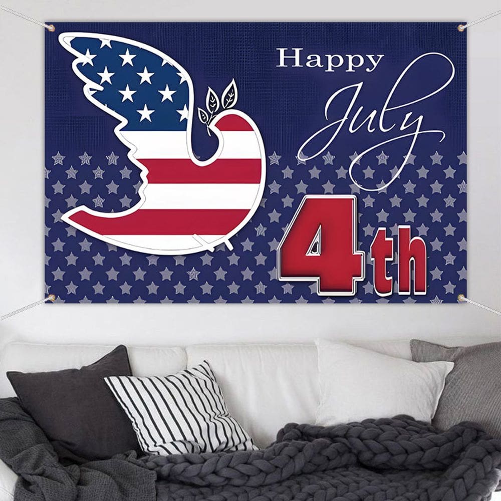 Tapeçaria para pendurar na parede Happy 4 de julho USA Flag Dove Design