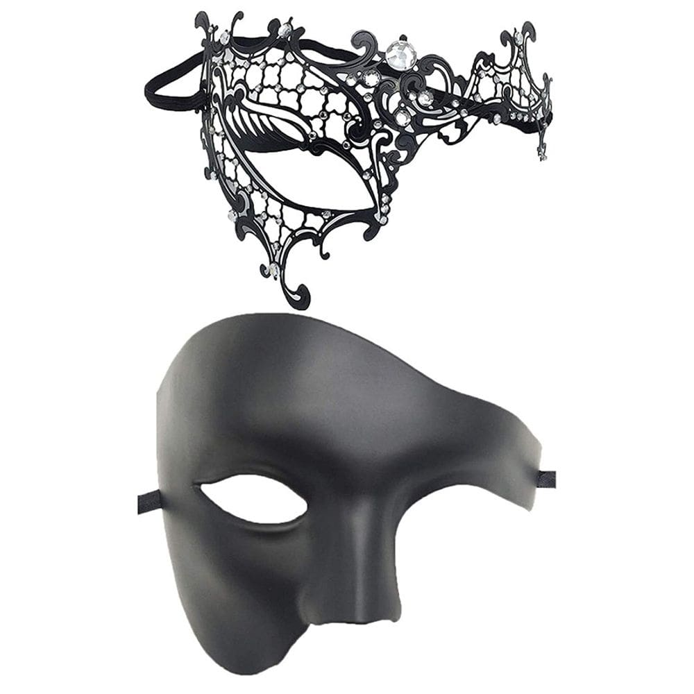 Máscara Masquerade Metal Lattice Black PVC Half Face