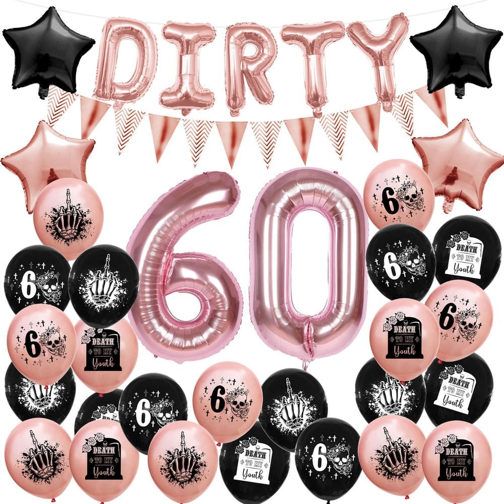 Kit de balões Dirty 60 Birthday 31 unidades em folha de ouro rosa