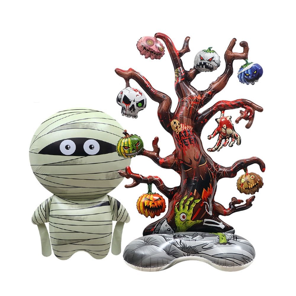 Conjunto de balões metalizados de Halloween 4D Standing Mummy and Haunted Tree