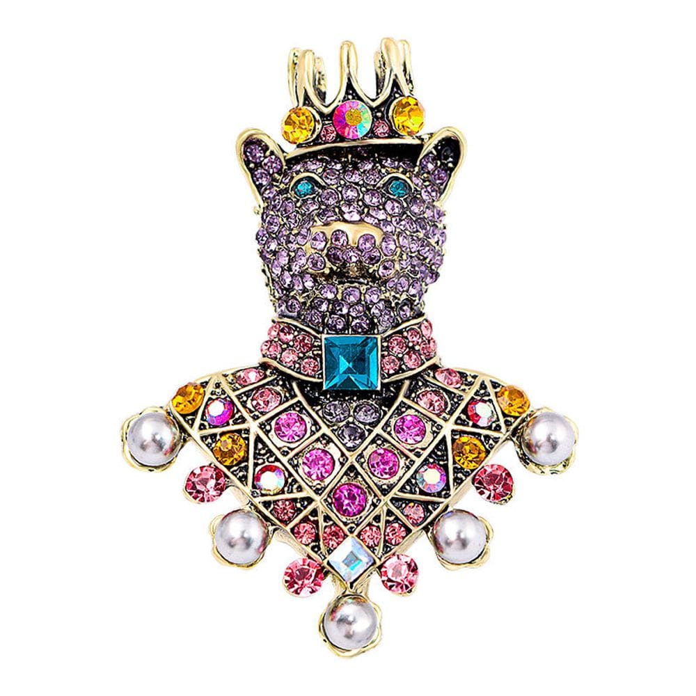 Broche Pin Vintage Bear Crown Luxury Animal Lapel Alloy