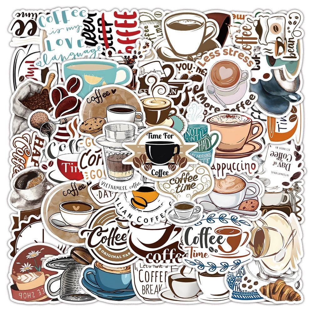 Pacote de adesivos Coffee World, 50 unidades Aesthetic Café Drink Deca