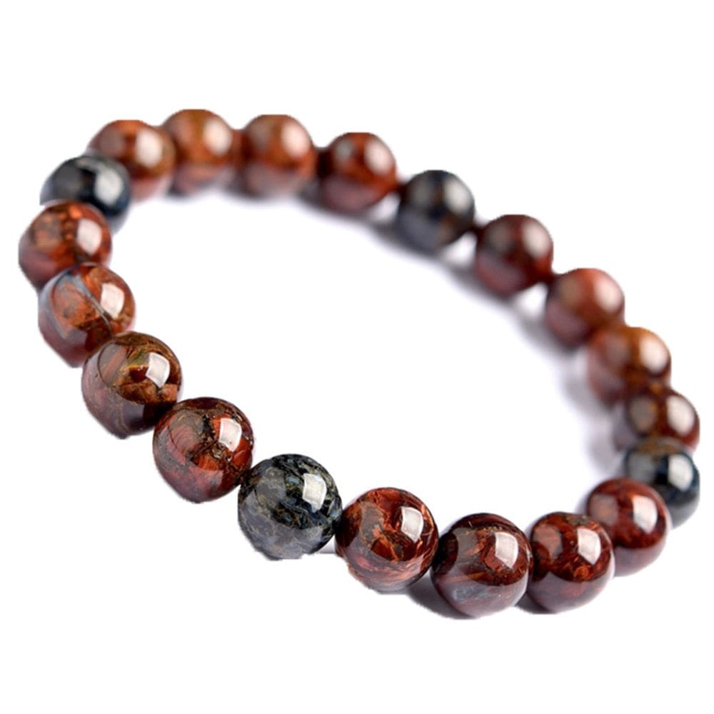 Pulseira de pietersita natural com miçangas de crocidolita silicificada de 8 mm