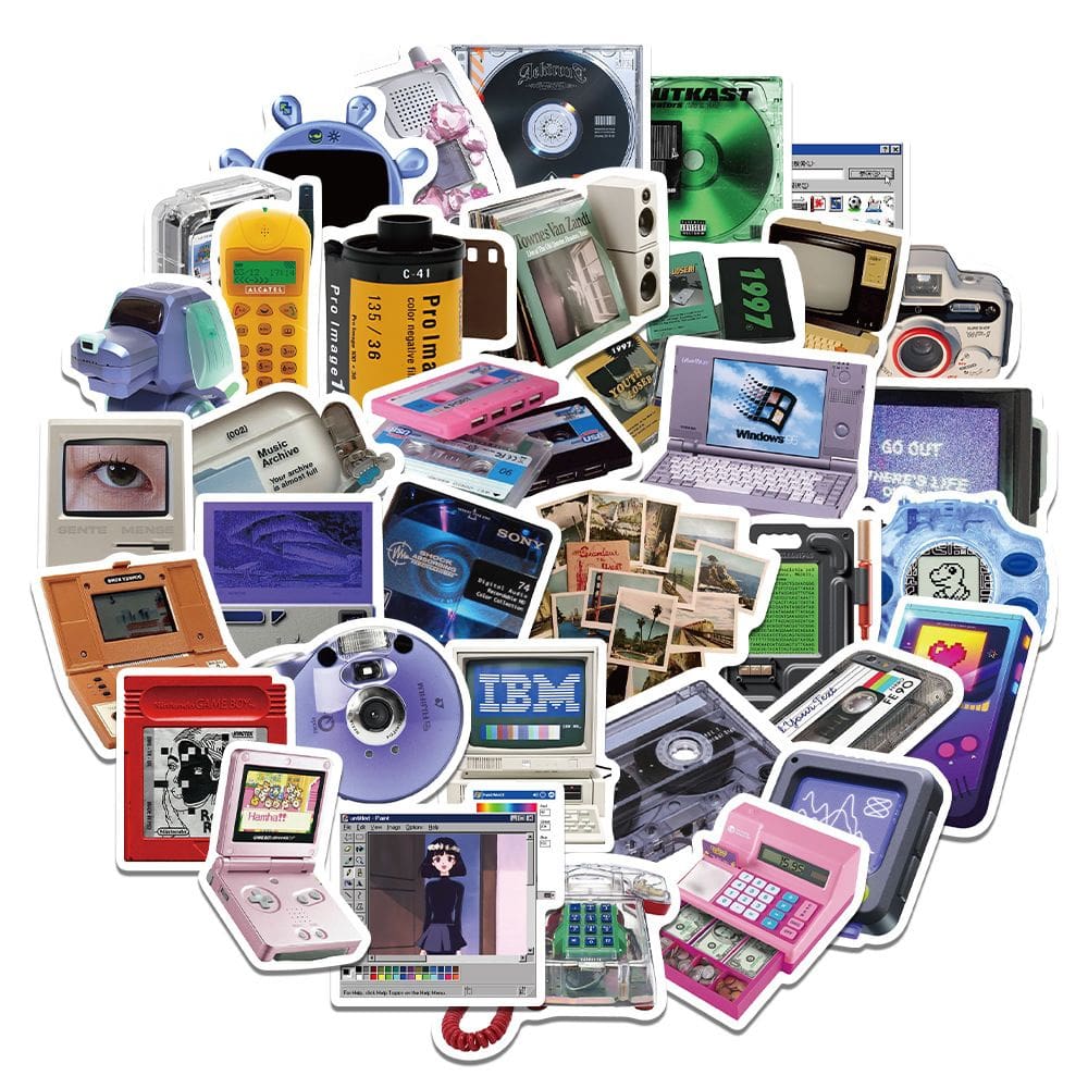 Adesivos, vinil, retrô, design de disco, 50 unidades para laptops e muito mais